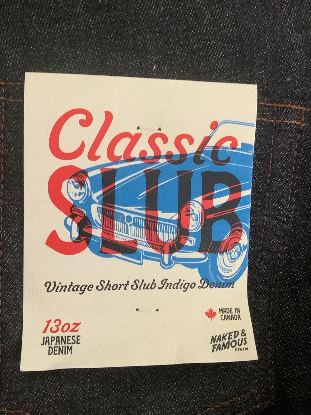Naked & Famous Denim Red, Blue & Cream Classic Slub Tag Tee - Picture 6 of 9